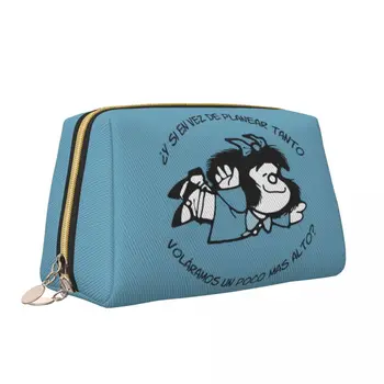Mafalda Feminista Frases хумор кожа грим чанта модерен голям капацитет козметични чанти жена цип красота тоалетни принадлежности