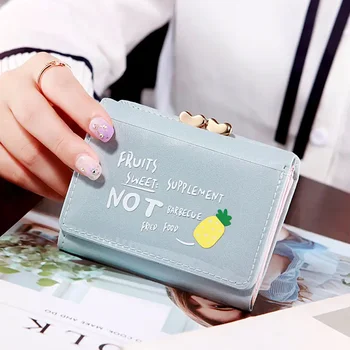 Нова дамска чанта за карти Mini Money Clip Малка чанта Студентка Корейска версия Къса сладка плодова многокартова монета чанта