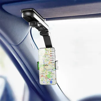  държач за телефон за кола 360 ° въртящ се държач за мобилен телефон за кола GPS DVR сенник огледало за обратно виждане многофункционална скоба Auto