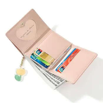 Clip съединител чанта лале отпечатъци модел множество слотове за карти сгъната чанта къса монета чанта кредитна карта клип жени портфейл притежател на карта