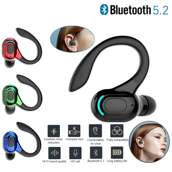 Bluetooth 5.2 слушалки водоустойчиви безжични слушалки с микрофон мини куки за уши HiFi стерео музика слушалки за телефон игри