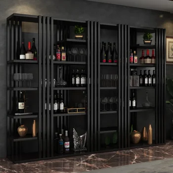 Европейски железен бар вино шкафове ретро дисплей кабинет промишлени вятърни бар мебели Начало вино багажник хол съхранение дисплей