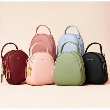 Мини раница чанта за жени дами мъкна мултифункционален луксозен рамо чанта плътен цвят дами случайни чанта жените раница