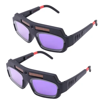 Голяма сделка 2Pc слънчева захранва автоматично потъмняване заваръчна маска каска очила заварчик очила дъга анти-шок обектив за защита на очите