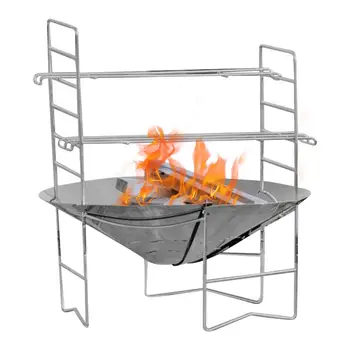 къмпинг Bonfire Fire Pit Grill Сгъваема кръгла стойка за огън Преносима печка за дърва за огрев Готварска къмпинг печка Grill Burning
