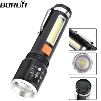 BORUiT P50 LED фенерче преносима телескопична горелка с COB 4-режими тип-C акумулаторна висока мощност фенерче къмпинг риболов