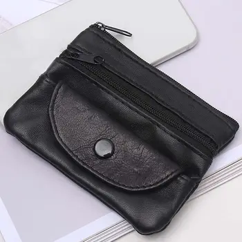 Бизнес черен ретро Pu кожа малка мода човек портфейл чанта за съхранение монета чанта слушалка кутия
