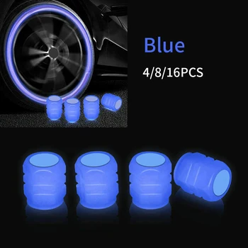 4/8/16 бр. Универсална флуоресцентна автомобилна гума Капачка на клапана SUV камиони Мотоциклети Капачка на клапана на клапана Клапани за гуми Вакуум Tire Valve Core Cover