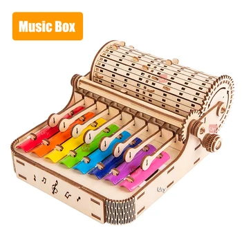 URY 3D дървени пиано ръка манивела Xylophone ударни музикални инструменти DIY играчка ритъм устройство модел за деца Christams подарък