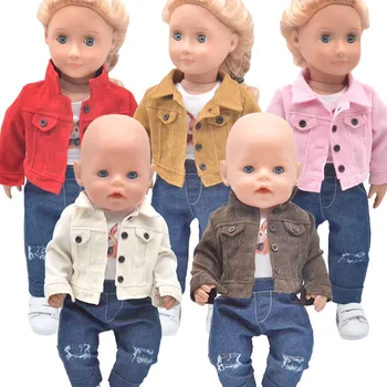 2021 НОВИ Мини играчки Дрехи за кукли Модни якета, скъсани дънки за 43-45см новородена кукла Американски аксесоари за кукли Подарък за момиче