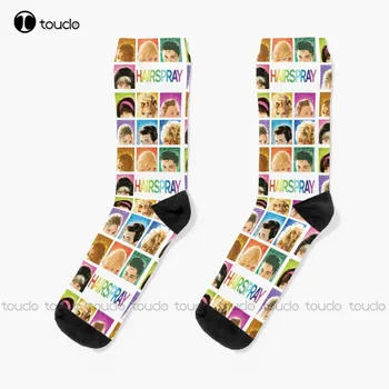 Лак за коса Чорапи за бягане Дамски коледен новогодишен подарък Унисекс Възрастен Тийнейджър Младежки чорапи 360° Дигитален печат Мода Нов