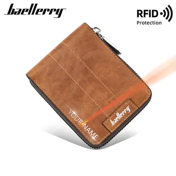 Baellerry Нов RFID мъже къс портфейл безплатно име гравиране луксозен притежател на кредитна карта мъже портмонета високо качество мъжки портфейл за монети