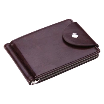 Нова мода Мини мъжки кожени пари клип портфейл джоб чанта с метална скоба човек тънък кредитна карта чанта ID притежателя за мъжки