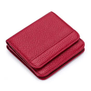 корейска версия портфейл жени естествена кожа къси портфейли най-високо качество монета чантата жените закопчалка бутон чанта с притежателя на кредитна карта