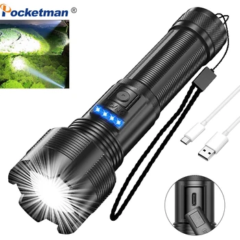 Високи лумени фенерчета акумулаторни супер ярки LED фенерче лов факел USB Zoomable фенер къмпинг от 18650 батерия