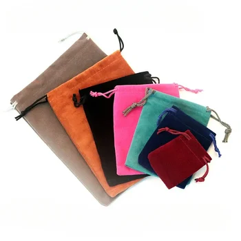 Плътен цвят фланелет чанта Опаковка за бижута Подаръчна чанта Мобилен телефон зареждане съкровище съхранение шнур малка платнена чанта