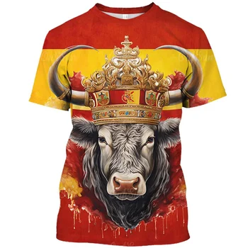 Испански бикоборство Графични тениски за мъже Испания Bull тениска 3D говеда борба печатни тениски Дамско облекло къс ръкав