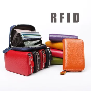 Fashion Classic RFID телешка четка против кражба орган карта чанта истински телешка многофункционален преносим