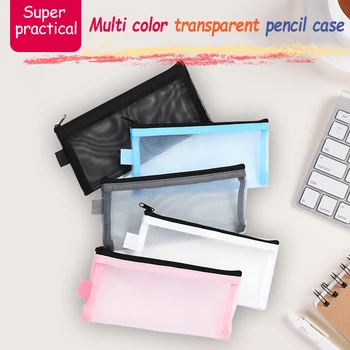 1Pc прозрачна мрежеста чанта за писалка проста преносима офис студент моливи случаи училищни пособия