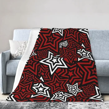 Persona 5 Royal Phantom Thief Star Mask Pattern Blanket Soft Warm Flannel Throw Blanket Bedding for Bed Picnic Travel Home Sofa