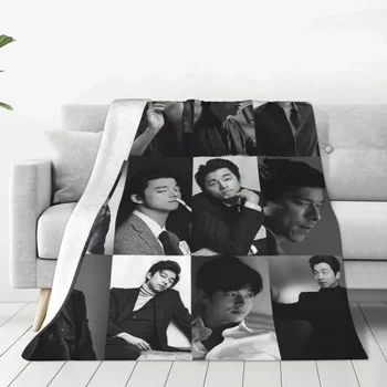 Gong Yoo колаж одеяла фланела през целия сезон актьор звезда преносим лек тънък хвърлят одеяло за диван спалня легла хвърля