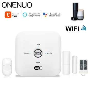 ONENUO Домашна сигурност Интелигентна алармена система против кражба WiFi Сензор за врата и движение Tuya Smart App Control 80dB алармена система