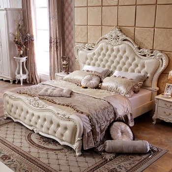 Мастър Вила Модерна двойна стая Европейска мека принцеса момиче крал размер двойно легло етаж дървен дизайн Cama брачни мебели