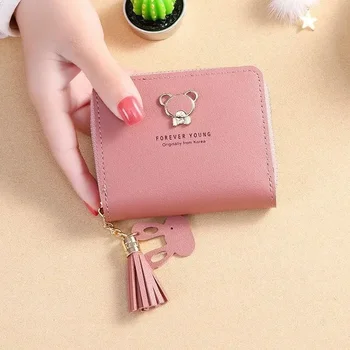 японска и корейска версия пискюл малка чанта Женски кратко сладък мечка цип студент монета чанта мини чанта карта чанта