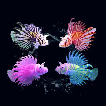 силиконови Lionfish модел реалистични светещи в тъмното Lionfish аквариум декорация с всмукване чаша цветни риби модел за риба