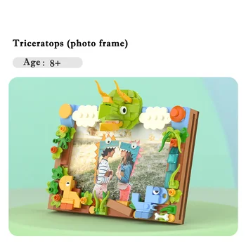 Трицератопс DIY фото рамка творчески тухла,MOC T Rex динозавър писалка контейнер строителни блокове идеален молив-кутия град играчка деца