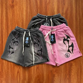 New Hellstar двойка памучни шорти къси панталони ежедневни ежедневни розови свободни панталони Y2K летен стил