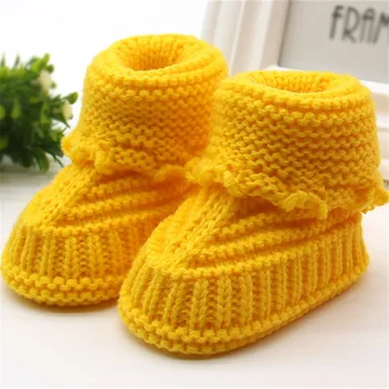 Новородено Зимни топли обувки Бебешки чорапи Обувки Меко бебешко креватче Crawl Обувки плетене вълна момиче момче сладък малко дете Prewalkers