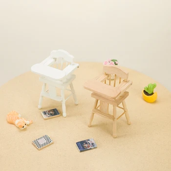 1:12 Dollhouse мини стол за хранене столче за хранене бебе стол за хранене модел кухненски мебели аксесоар за кукла къща декор преструвам играчка