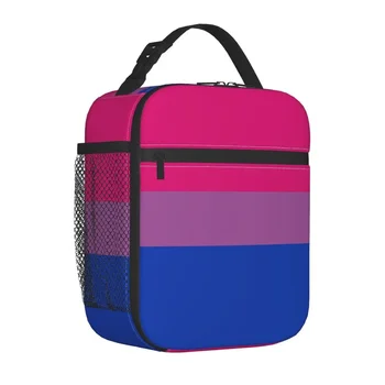 Гордост бисексуални флаг Merch изолирани обяд чанта пикник бисексуалност храна кутия преносим мода охладител термичен обяд кутия