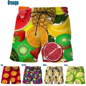 3D печат плодове графични шорти за мъже мода ананас лимон смешно личност случайни хлабав борда шорти мъжки плажни куфари