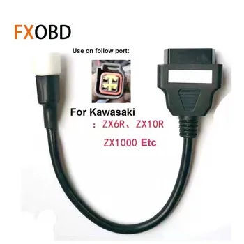 4 пинов EFI детектор за мотоциклети OBD адаптерен кабел за Kawasaki 4PIN TO 16 пинов конектор за ZX6R, ZX10R, ZX1000, ER6N, EX650F и т.н.