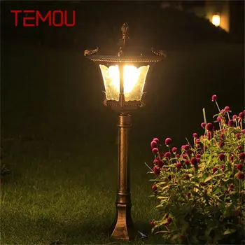TEMOU Външни светлини за тревни площи Ретро кафява градинска лампа LED водоустойчива IP65 Начало декоративна за дуплекс