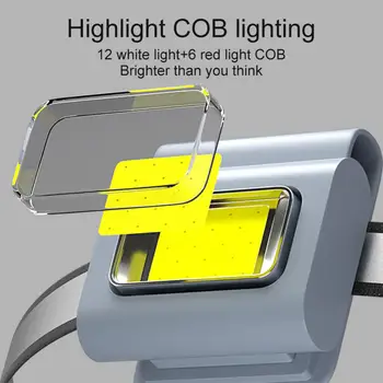  Многофункционална LED преносима светлина с магнитна светлина за зареждане Щипка за дрехи Светлина за движение Силиконова работа Силен светлинен фар
