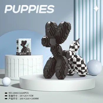Modern шахматна дъска балон куче микро градивни блокове диамант сглобени DIY пиксел куче мини тухла фигура играчки за дома украсяват
