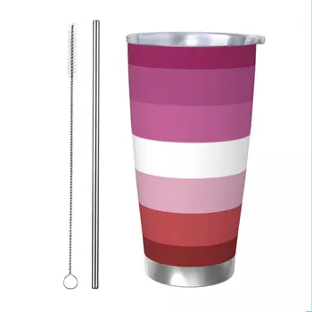 ЛГБТ гей дъга прогрес гордост флаг барабан вакуум изолирани чаши за кафе от неръждаема стомана кола чаша топла студена напитка, 20oz