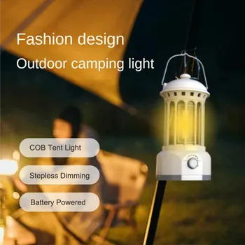 Открит къмпинг лампа ретро реколта висящи фенер батерия захранва преносима палатка светлина COB осветление за туризъм катерене доставки