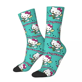 Hello Kitty Зодиак Чорапи Стрелец Мъже Жени Ежедневни чорапи Новост Пролет Лято Есен Зима Средна тръба чорапи подарък