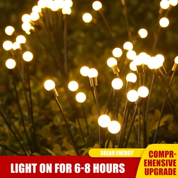 Solar Firefly LED светлини Външна градинска декорация Водоустойчиви пейзажни светлини Фойерверки Светулка Лампи за трева Домашен балкон