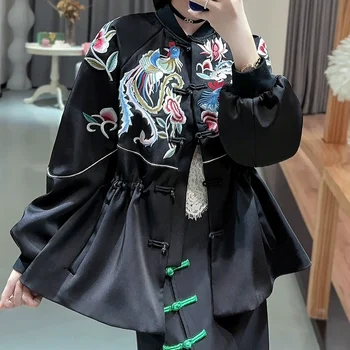Китайски национален стил бродерия риза традиция подобряване на облеклото върховете дама жилетка яке ежедневно tangsuits палто