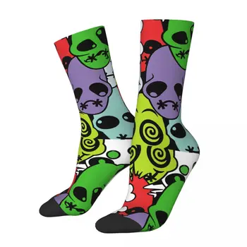 хип-хоп ретро емотикони за лице луди мъжки чорапи извънземни унисекс уличен стил модел отпечатани новост щастлив екипаж чорап момчета подарък
