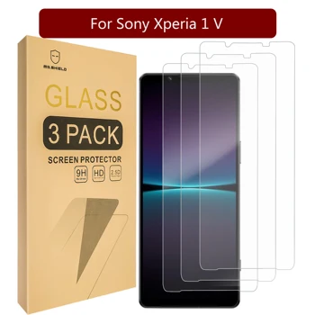Mr.Shield [3-Pack] Протектор за екран за Sony Xperia 1 V [закалено стъкло] [Японско стъкло с твърдост 9H] Протектор за екран