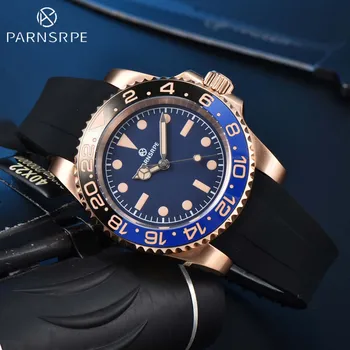 PARNSRPE 40mm мъжки часовник NH35 автоматично розово злато механичен случай керамични двуцветен панел мода бизнес мъжки часовник