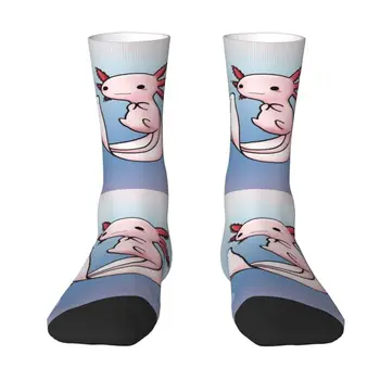 Axolotl усмихната рокля чорапи за мъже жени топло мода новост риба саламандър очарователни екипажа чорапи