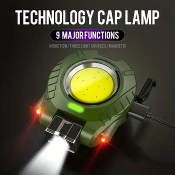 Акумулаторна капачка клип светлина преносим ултра-лек индукционен фар мини COB LED фенерче многофункционална аварийна светлина