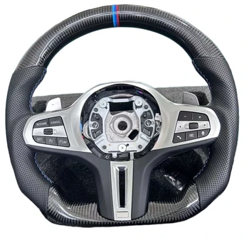 Нов дизайн от въглеродни влакна LED с кожена състезателна производителност Продажба на волана за BMW F30 E90 E60 1234567 Series GT M Series